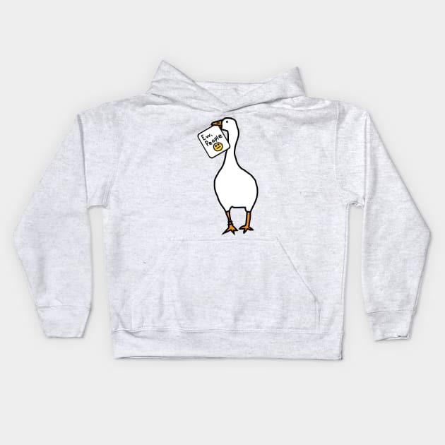 Gaming Goose Says Ew People Kids Hoodie by ellenhenryart